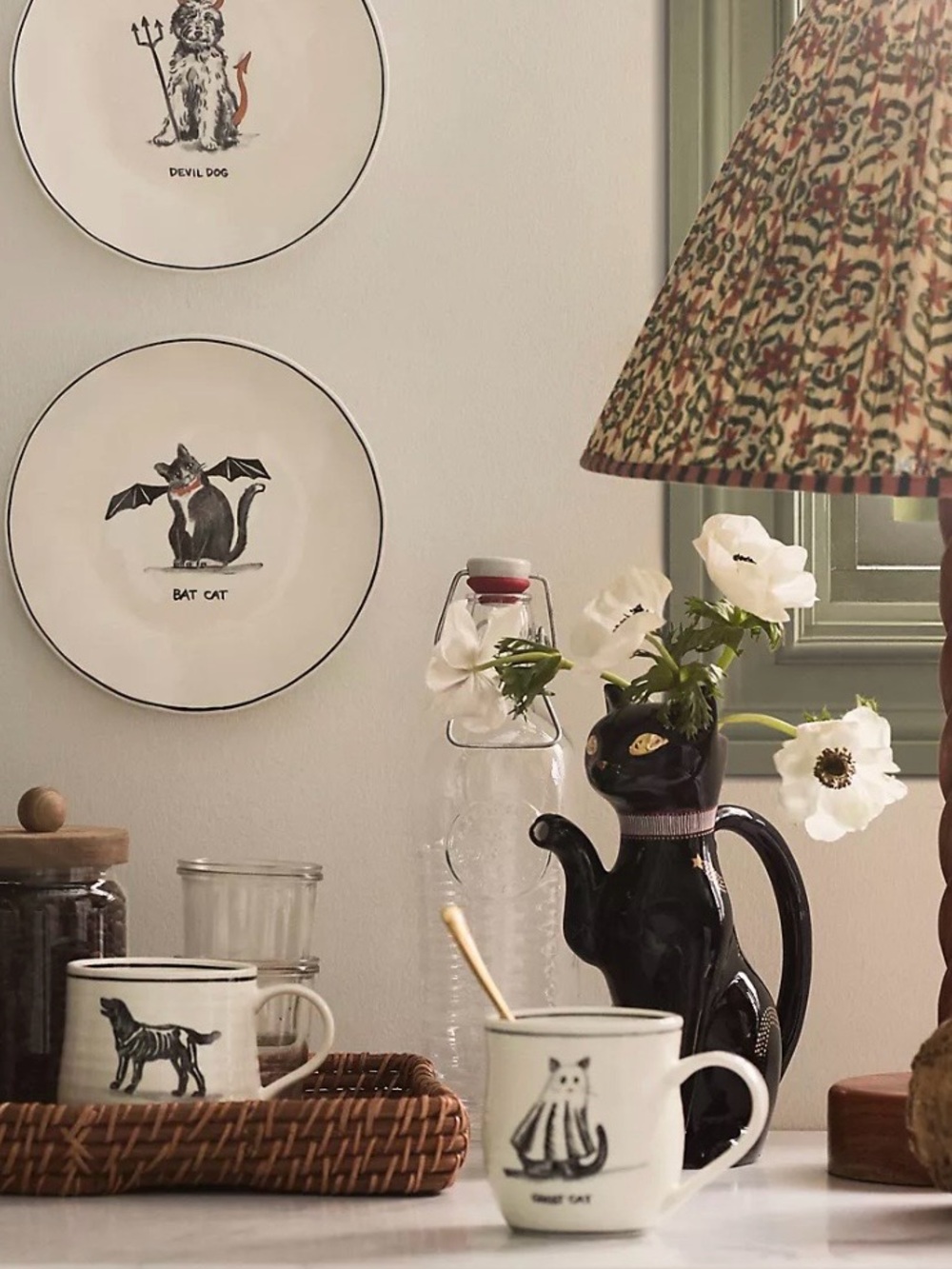 Anthropologie Florence Balducci Black Cat Stoneware Pitcher